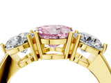 Yellow gold Fancy Pink Round Cut Diamond Three-Stone Ring with Prong Setting and Classic Band_50