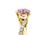 Yellow gold Fancy Pink Round  Cut Diamond Twisted Band with Pavé Setting and Four-Prong Setting_5