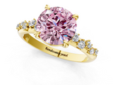 Yellow gold Fancy Pink Round  Cut Diamond Vine Band with Four-Prong Setting_1