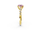 Yellow gold Fancy Pink Round  Cut Diamond Vine Band with Four-Prong Setting_2