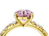 Yellow gold Fancy Pink Round  Cut Diamond Vine Band with Four-Prong Setting_4