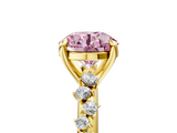 Yellow gold Fancy Pink Round  Cut Diamond Vine Band with Four-Prong Setting_5
