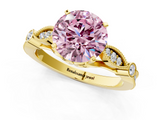 Yellow gold Fancy Pink Round  Cut Diamond with Milgrain Marquise and Bezel Accents on a Solitaire Band with Prong Setting_1