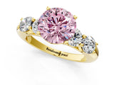 Yellow gold Fancy Pink Round  Cut Five-Stone Prong Set Diamond Ring with Classic Band_30