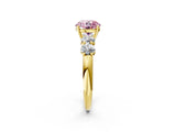 Yellow gold Fancy Pink Round  Cut Five-Stone Prong Set Diamond Ring with Classic Band_31