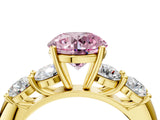 Yellow gold Fancy Pink Round  Cut Five-Stone Prong Set Diamond Ring with Classic Band_33