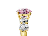 Yellow gold Fancy Pink Round  Cut Five-Stone Prong Set Diamond Ring with Classic Band_34