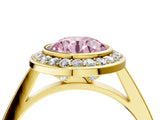 Yellow gold Fancy Pink Round Cut Halo Bezel Diamond Pave Band Ring_4