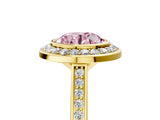 Yellow gold Fancy Pink Round Cut Halo Bezel Diamond Pave Band Ring_5