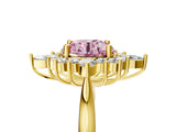 Yellow gold Fancy Pink Round Cut Halo Diamond Cluster Ring with Marquise and Round Stones on a White Gold Band with Prong Setting_5