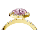 Yellow gold Fancy Pink Round Cut Halo Diamond Pave Band with Prong Setting_4