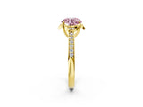 Yellow gold Fancy Pink Round  Cut Halo Diamond Ring with Channel Set Band and Four-Prong Setting_31