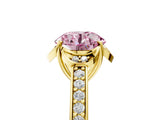 Yellow gold Fancy Pink Round  Cut Halo Diamond Ring with Channel Set Band and Four-Prong Setting_34