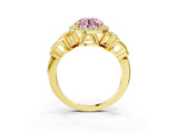 Yellow gold Fancy Pink Round Cut Halo Diamond Split Shank Engagement Ring with Four-Prong Setting_3