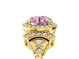 Yellow gold Fancy Pink Round Cut Halo Diamond Split Shank Engagement Ring with Four-Prong Setting_5