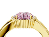 Yellow gold Fancy Pink Round  Cut Halo Pave Band Four-Prong Ring_33