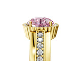 Yellow gold Fancy Pink Round  Cut Halo Pave Band Four-Prong Ring_34