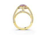 Yellow gold Fancy Pink Round  Cut Halo Pave Split Shank Prong Setting Ring_35
