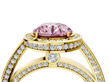 Yellow gold Fancy Pink Round  Cut Halo Pave Split Shank Prong Setting Ring_36