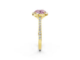 Yellow gold Fancy Pink Round Cut Halo Round Diamond Pavé Band with Four-Prong Setting_5