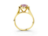 Yellow gold Fancy Pink Round  Cut Halo Solitaire Engagement Ring with Square Band and Four-Prong Setting_69