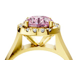 Yellow gold Fancy Pink Round  Cut Halo Solitaire Engagement Ring with Square Band and Four-Prong Setting_70