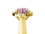 Yellow gold Fancy Pink Round  Cut Halo Solitaire Engagement Ring with Square Band and Four-Prong Setting_71