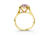 Yellow gold Fancy Pink Round  Cut Halo Solitaire Engagement Ring with Square Band and Four-Prong Setting_80