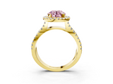 Yellow gold Fancy Pink Round  Cut Halo Split Shank Pave Set Ring_3