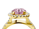 Yellow gold Fancy Pink Round  Cut Halo Split Shank Pave Set Ring_4