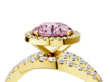 Yellow gold Fancy Pink Round  Cut Halo Split Shank Prong Setting Ring_16