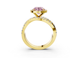Yellow gold Fancy Pink Round  Cut Halo Split Shank Prong Setting Ring_3