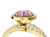 Yellow gold Fancy Pink Round  Cut Halo Split Shank Prong Setting Ring_4