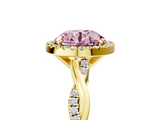 Yellow gold Fancy Pink Round  Cut Halo Twisted Band Four-Prong Ring_5