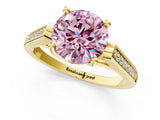 Yellow gold Fancy Pink Round Cut Solitaire Cathedral Diamond Engagement Ring with Channel-Set Band and Four-Prong Setting_4