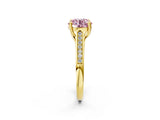 Yellow gold Fancy Pink Round Cut Solitaire Cathedral Diamond Engagement Ring with Channel-Set Band and Four-Prong Setting_5