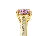 Yellow gold Fancy Pink Round Cut Solitaire Cathedral Diamond Engagement Ring with Channel-Set Band and Four-Prong Setting_8
