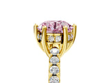Yellow gold Fancy Pink Round Cut Solitaire Diamond Engagement Ring with Pavé Band and Six-Prong Setting_5