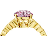 Yellow gold Fancy Pink Round Cut Solitaire Diamond Ring with Infinity Twist Band and Four-Prong Setting_16