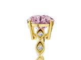 Yellow gold Fancy Pink Round Cut Solitaire Diamond Ring with Infinity Twist Band and Four-Prong Setting_17