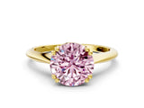 Yellow gold Fancy Pink Round Cut Solitaire Diamond Ring with Six-Prong Setting and Classic Band_12