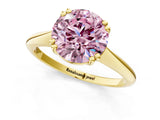 Yellow gold Fancy Pink Round Cut Solitaire Diamond Ring with Six-Prong Setting and Classic Band_13