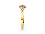 Yellow gold Fancy Pink Round  Cut Solitaire Engagement Ring with Flat Band and Four-Prong Setting 2