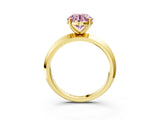 Yellow gold Fancy Pink Round  Cut Solitaire Engagement Ring with Flat Band and Four-Prong Setting 3
