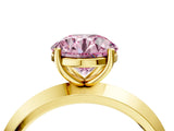 Yellow gold Fancy Pink Round  Cut Solitaire Engagement Ring with Flat Band and Four-Prong Setting 4