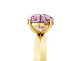 Yellow gold Fancy Pink Round  Cut Solitaire Engagement Ring with Flat Band and Four-Prong Setting 5