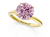 Yellow gold Fancy Pink Round  Cut Solitaire Engagement Ring with Four-Prong Setting and Classic Band_1