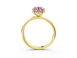 Yellow gold Fancy Pink Round  Cut Solitaire Engagement Ring with Four-Prong Setting and Classic Band_3