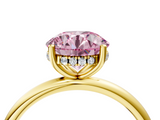 Yellow gold Fancy Pink Round  Cut Solitaire Engagement Ring with Four-Prong Setting and Classic Band_4