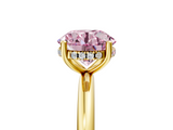 Yellow gold Fancy Pink Round  Cut Solitaire Engagement Ring with Four-Prong Setting and Classic Band_5